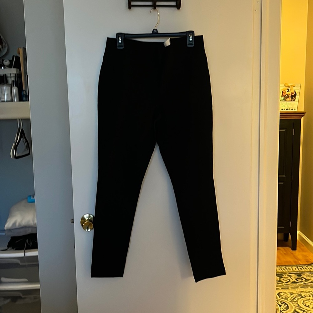 Skinny leg black pants business casual
